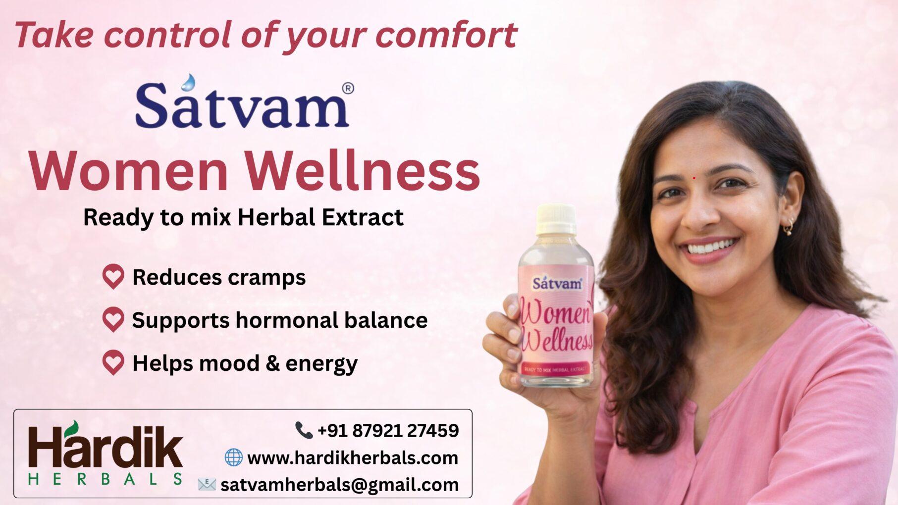 Satvam Women Wellness Ready to Mix Herbal Extract 100ml for Women's Daily Wellness