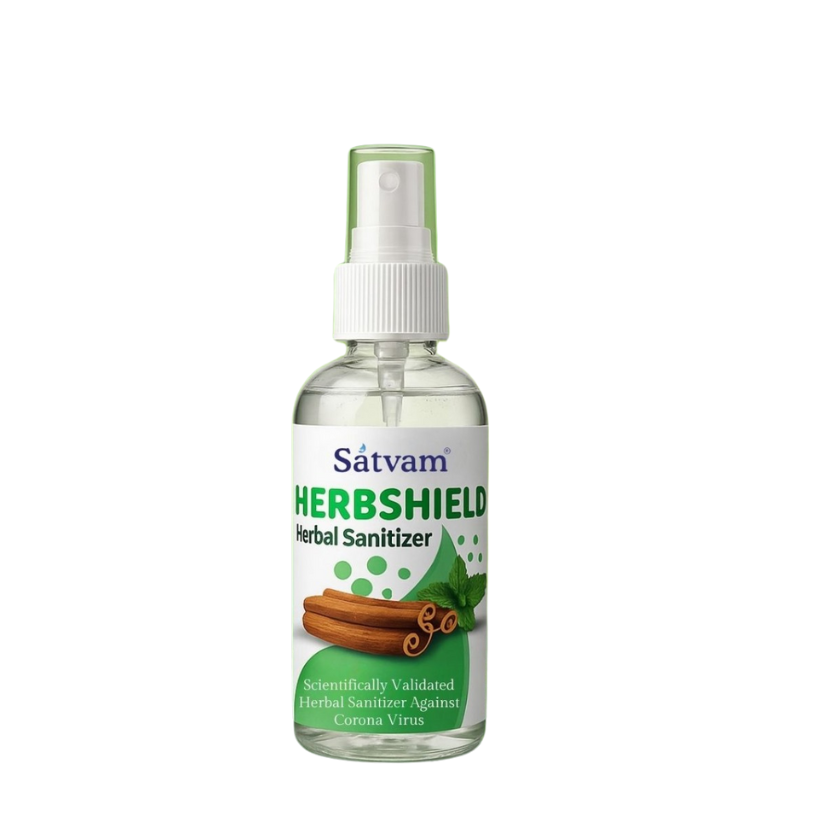 Satvam Herbshield Herbal Sanitizer 100ml Bottle - Natural Herbal Hand Sanitizer