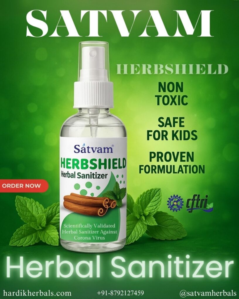 Satvam Herbshield Herbal Sanitizer 100ml Bottle - Natural Herbal Hand Sanitizer